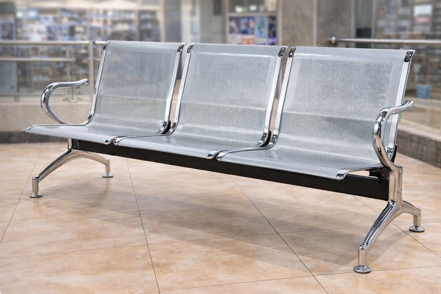 Queue Bench 3-Link Metallic Waiting Bench – CityStore