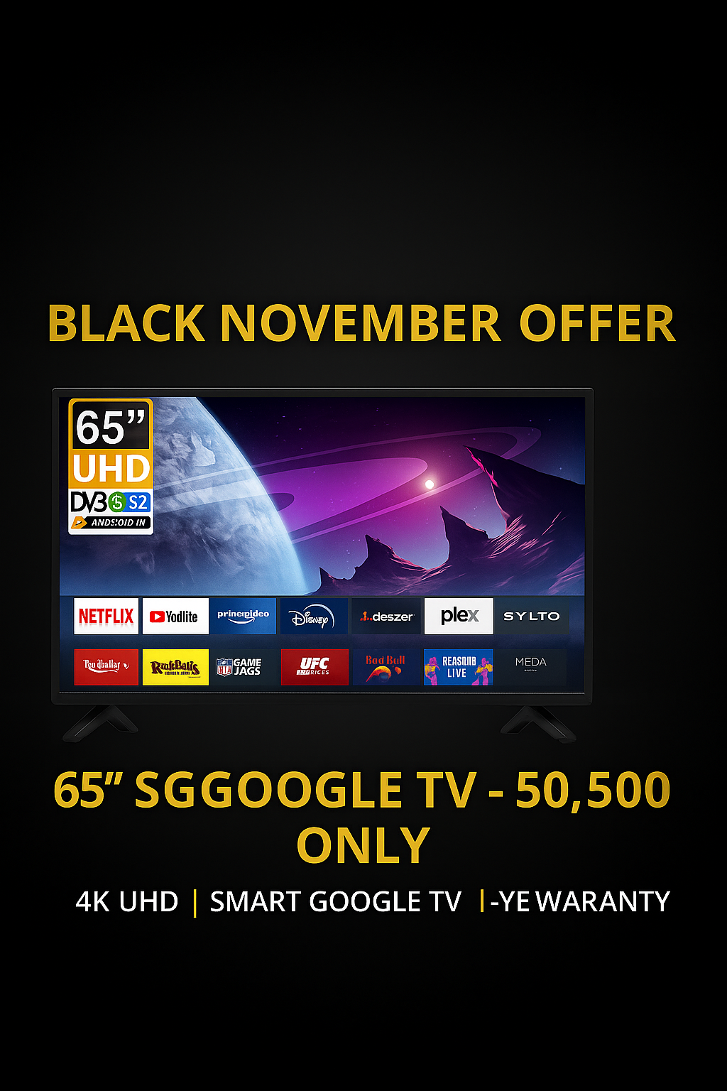 Roch 65-Inch Smart Google TV (4K UHD)