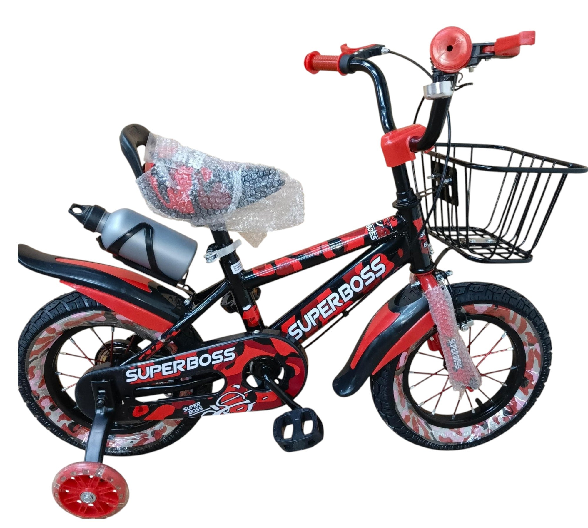 Flowered Kids' Bicycles Superboss With Bottle Size 12