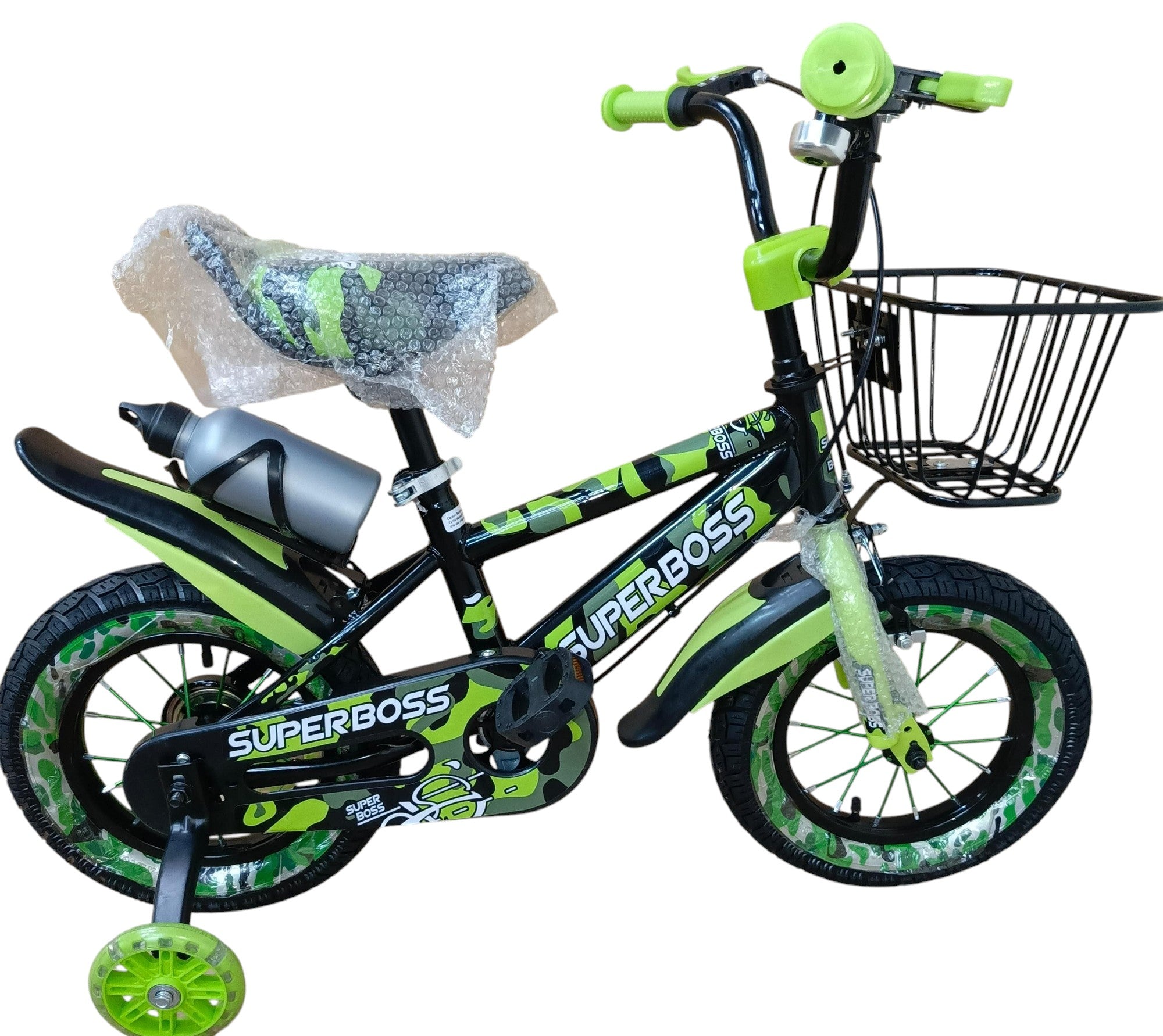 Flowered Kids' Bicycles Superboss With Bottle Size 12